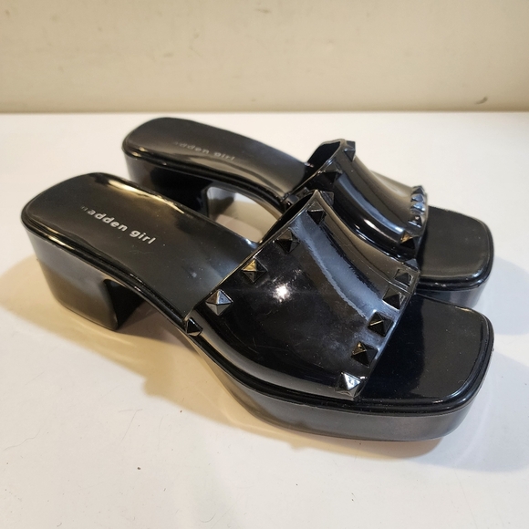 Madden Girl Paccer Slides Black Studded Chunky platform size 8 - Picture 5 of 13